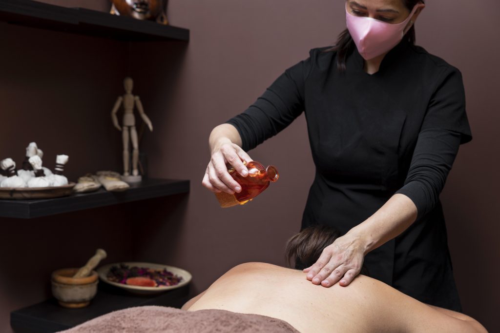 woman having treatment beauty salon
